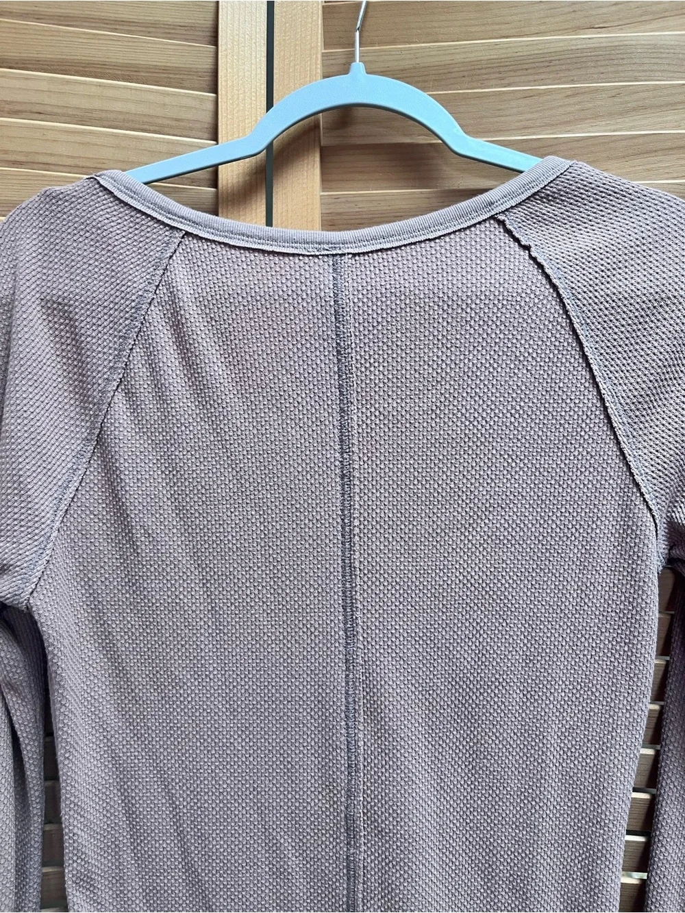 Free People Taupe Henley Top with Crochet Cuff - Picture 11 of 12